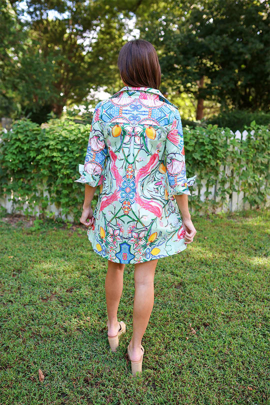 Mint Chinois Shirt Dress -Short