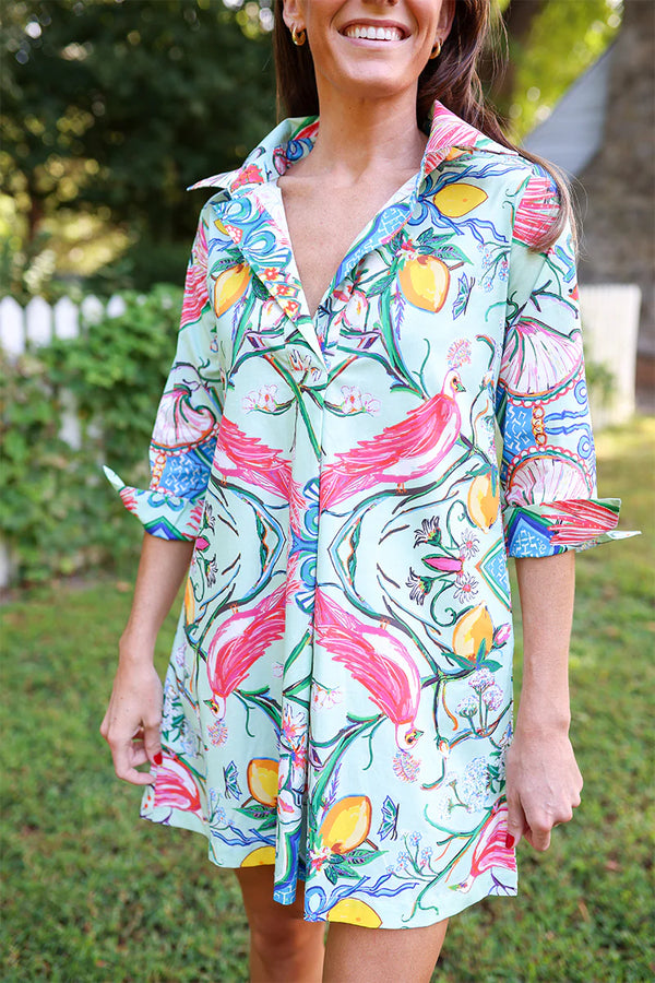 Mint Chinois Shirt Dress -Short