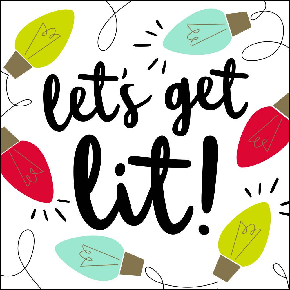 Funny Christmas Cocktail Napkins | Let's Get Lit - 20ct