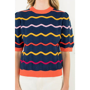 Short Sleeve Pattern Knit Top