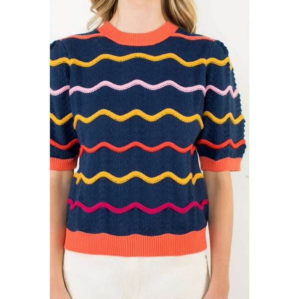 Short Sleeve Pattern Knit Top
