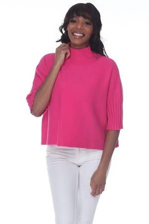 Aria Pleated Sleeve Mock Neck Sweater