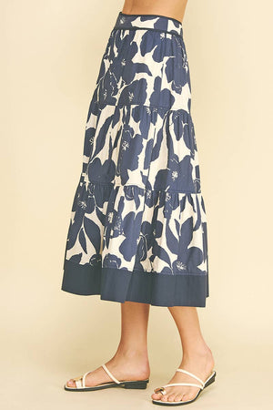 Floral Tiered Midi Skirt