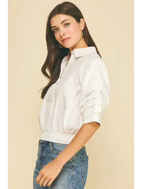 Cropped Shirt with Banded Hem