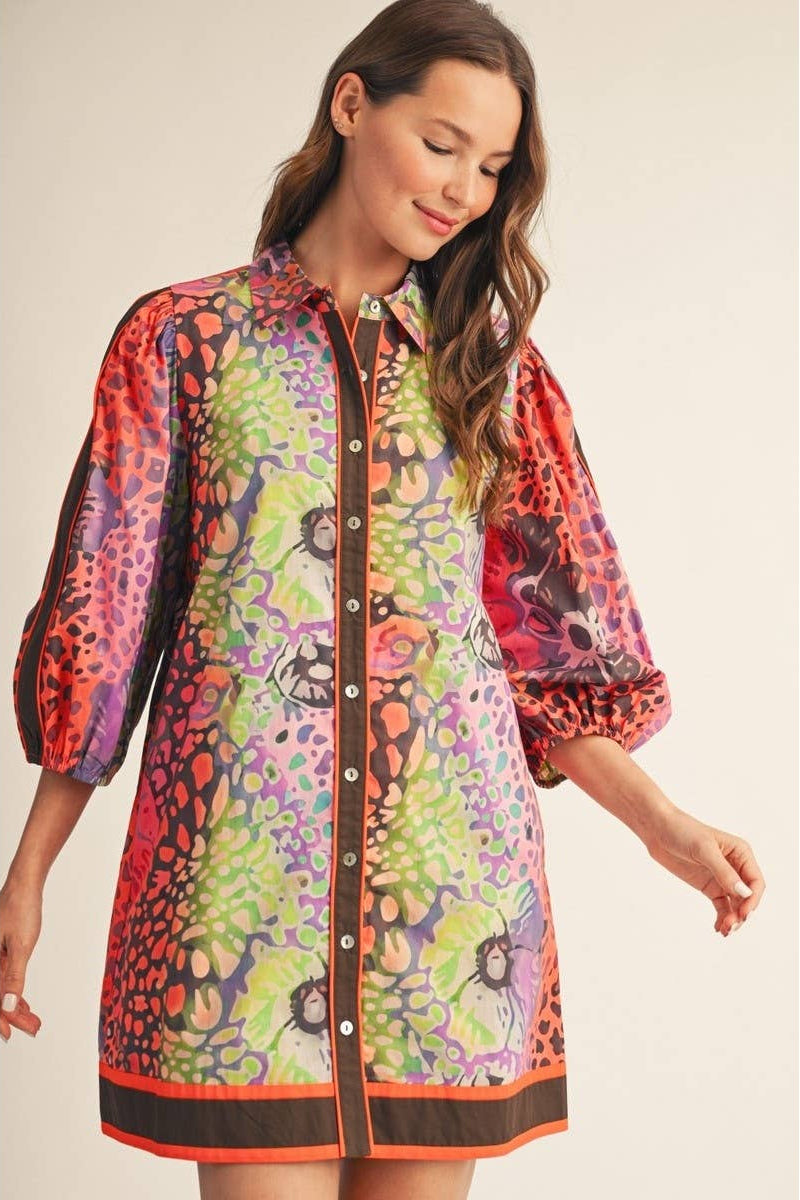 Multi Color Leopard Floral Dress