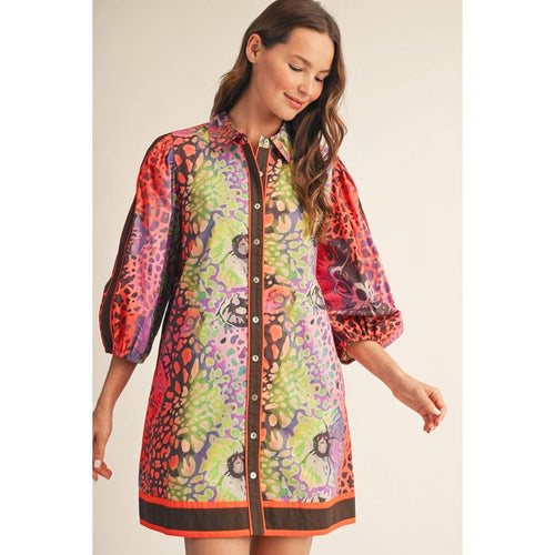 Multi Color Leopard Floral Dress