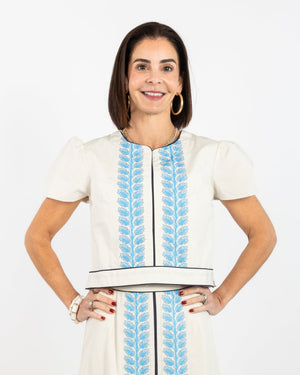 Emmy Top - Leafy Columns (with sleeves)