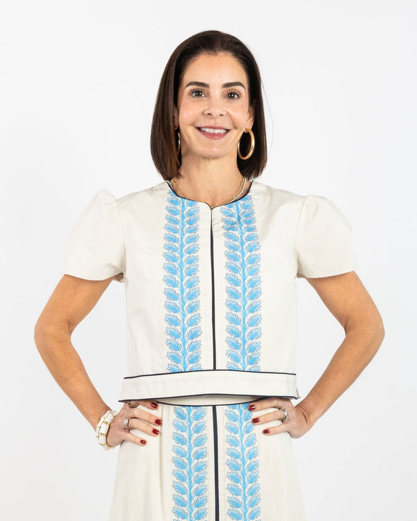 Emmy Top - Leafy Columns (with sleeves)