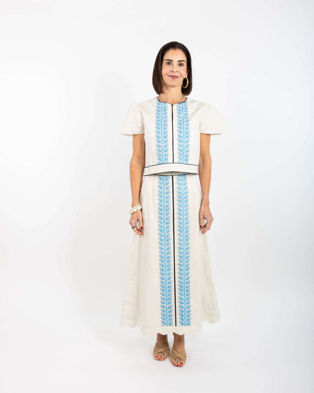Emmy Top - Leafy Columns (with sleeves)