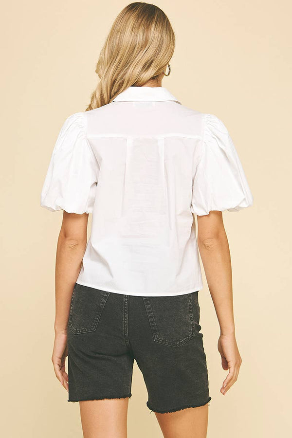 Bubble Sleeve Blouse Top