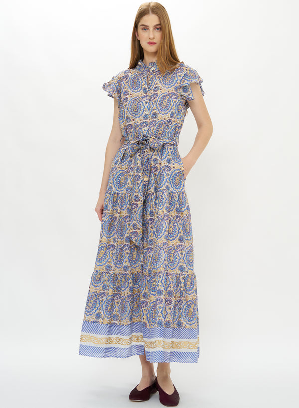 Ruffle Collar Button Maxi