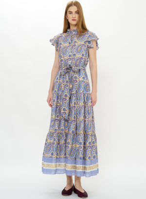 Ruffle Collar Button Maxi