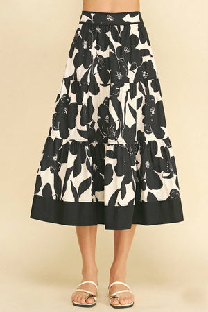 Floral Tiered Midi Skirt