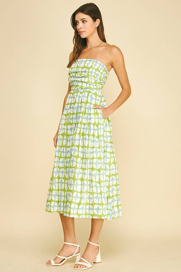 Geometric Print Midi Dress
