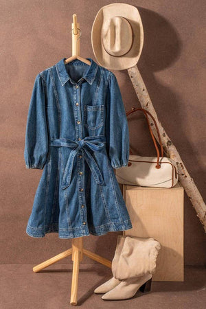 Western Belted Fit-and-Flare Dress