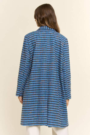Houndstooth Double Breasted Longline Coat