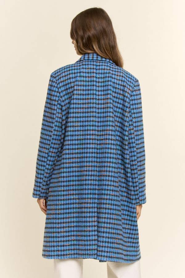 Houndstooth Double Breasted Longline Coat