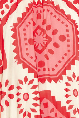 A Printed Woven Mini Dress - Pink