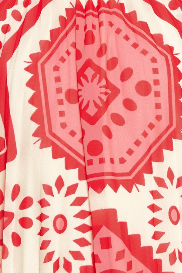 A Printed Woven Mini Dress - Pink
