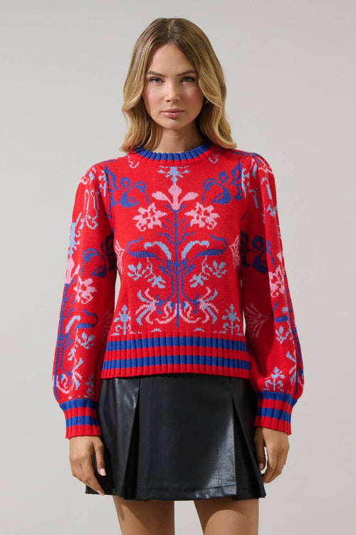 Almila Pleated Long Sleeve Sweater