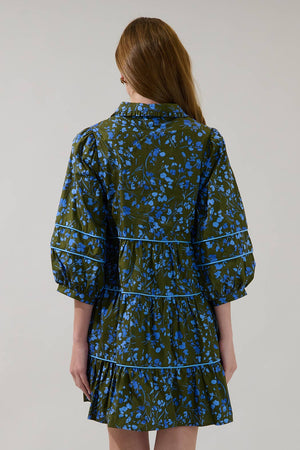 Retra Collared Tiered Mini Dress
