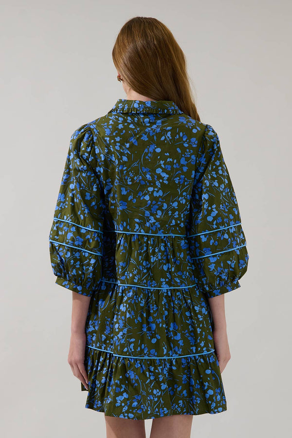 Retra Collared Tiered Mini Dress