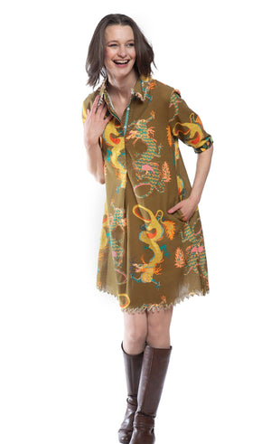 Chatham Olive Dragon Print