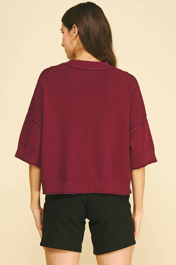 Soft Knit Short Sleeve Sweater Top