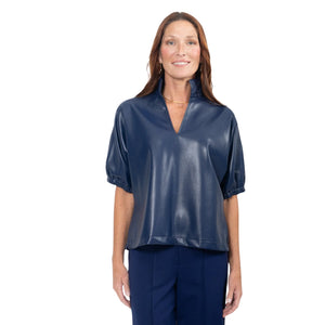 Poppy Top - Navy Vegan Leather