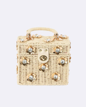Wicker Bucket Daisy Flower Purse