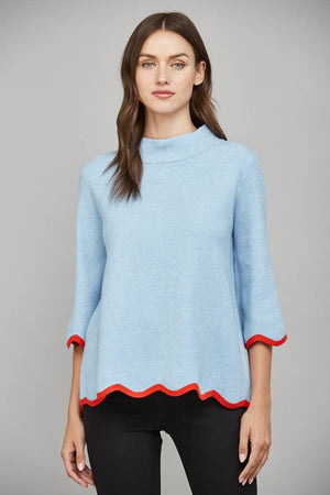 Scallop Edge Detailed Sweater- Powder Blue