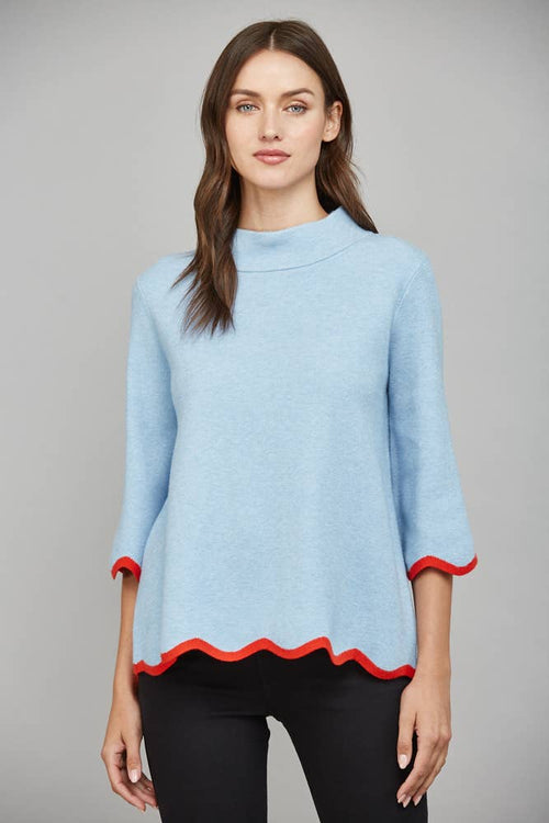Scallop Edge Detailed Sweater- Powder Blue