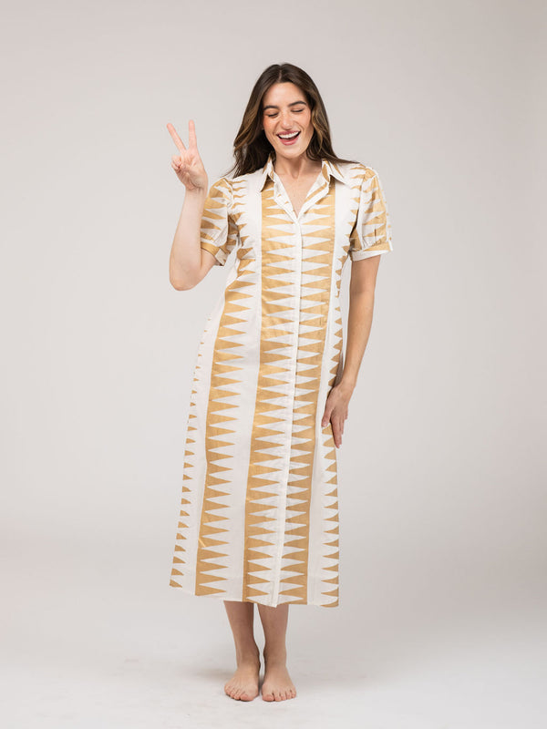 Kris Dress | Edgy - White & Gold