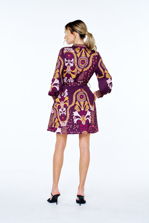 Antonella Engineer Print Mini Dress