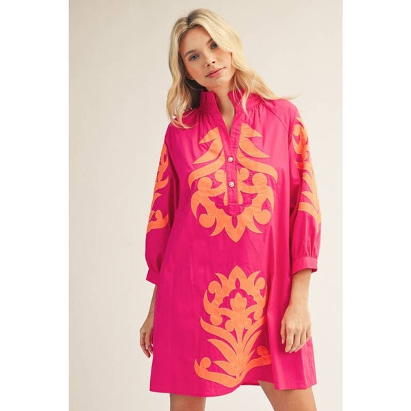 Floral Applique Shift Dress