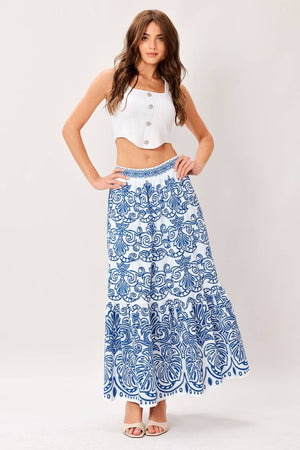 A Printed Woven Full Midi Skirt