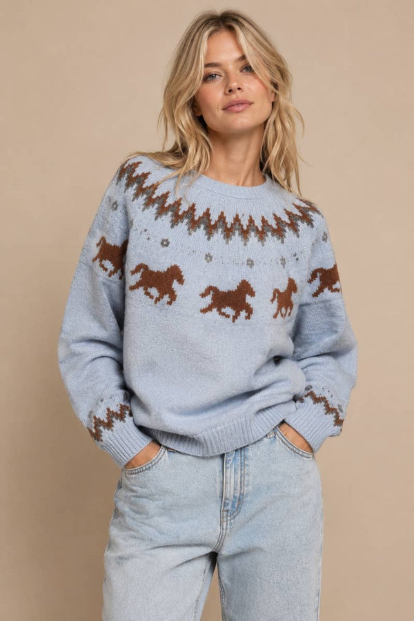 Wild Horses Fair Isle Knit Sweater