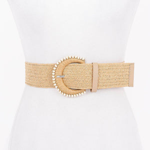 Faux Straw Stretch Belt