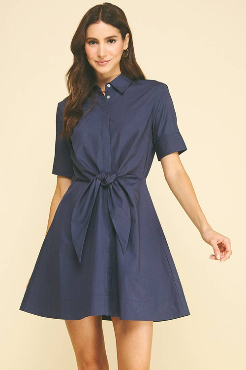 Tie Front Button Down Dress