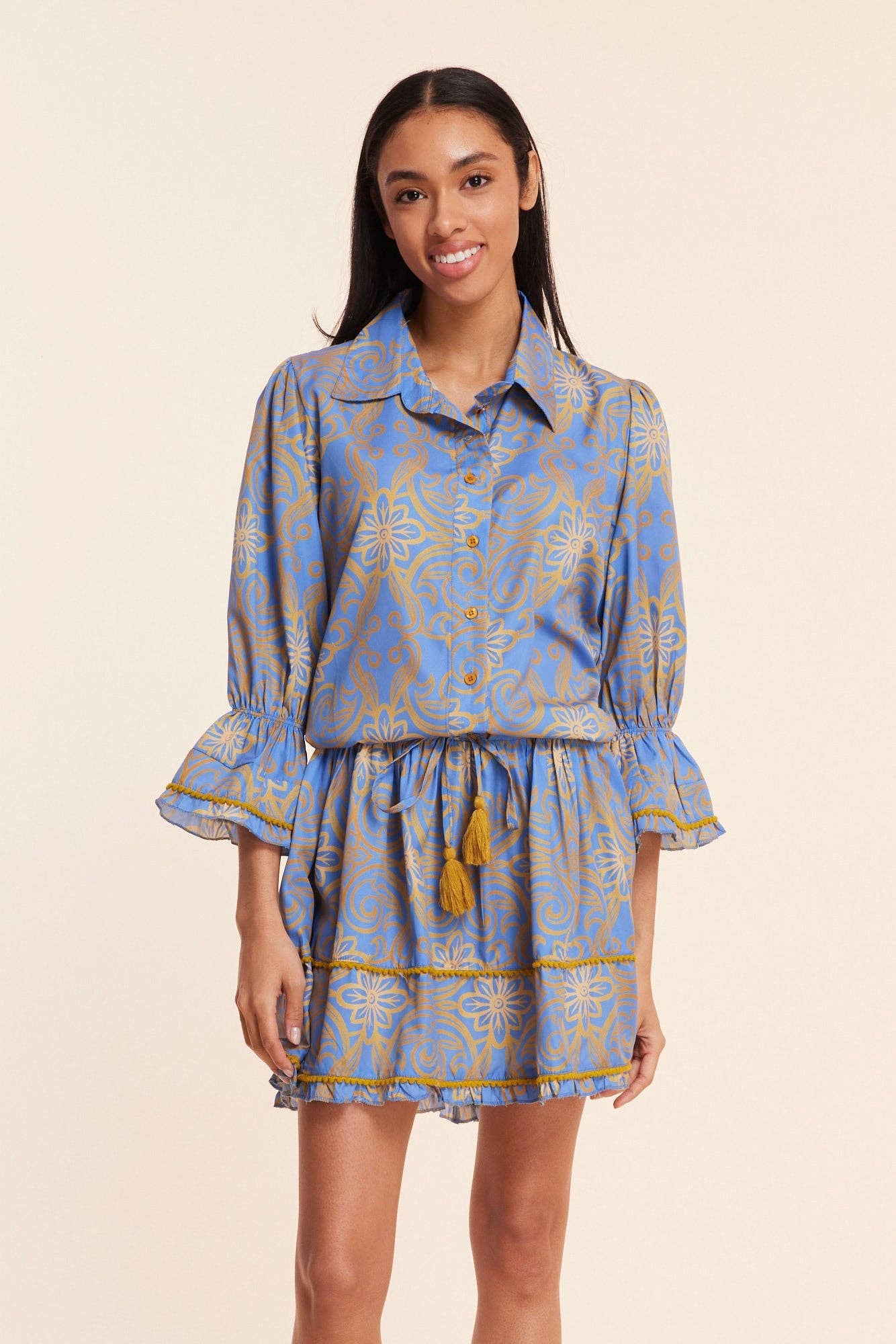 Penelope Blue Gold Fall Resort Dress