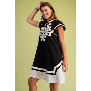 V-Neck Mini Dress - Black