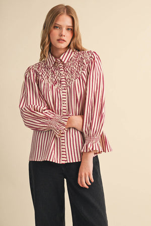 Striped Smocked Top