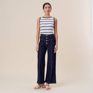 Button Stretch Indigo Jeans