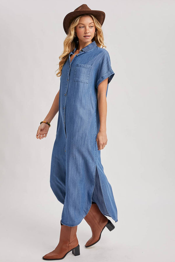 Denim Side Slit Dress