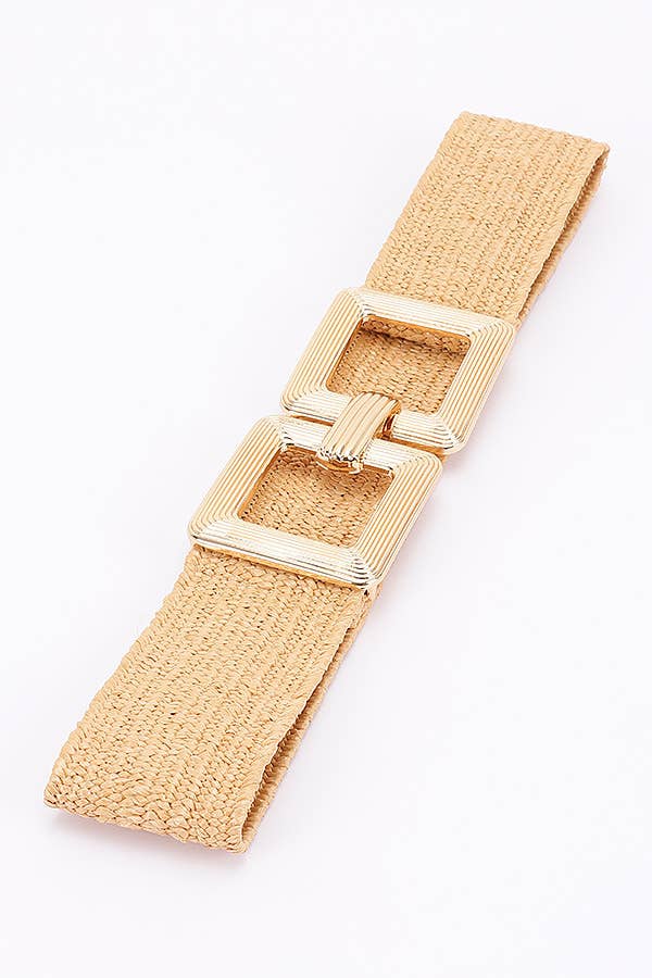 Woven Double Square Buckle Stretch Belt PB8906
