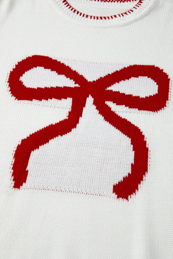 Bow Pattern Christmas Loose Fit Graphic Sweater