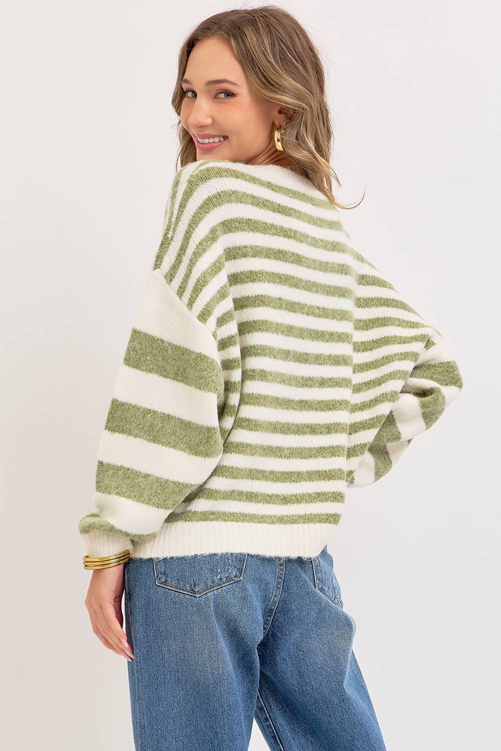 Soft Cozy Everyday Wardrobe Striped Knit Sweater