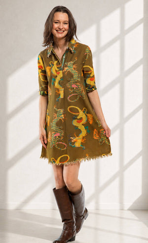 Chatham Olive Dragon Print