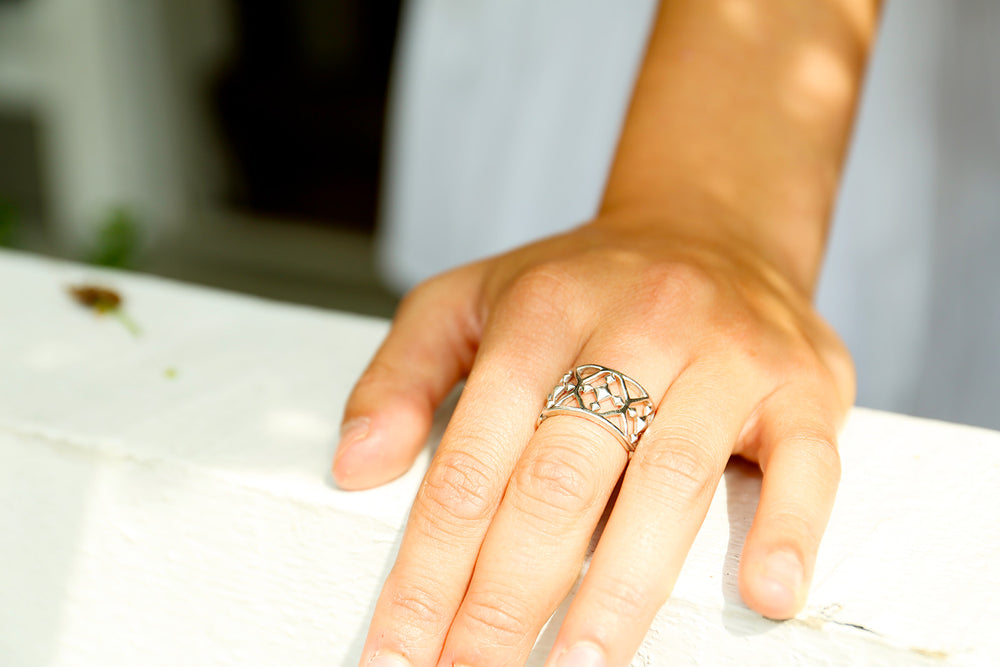 sterling silver shield ring
