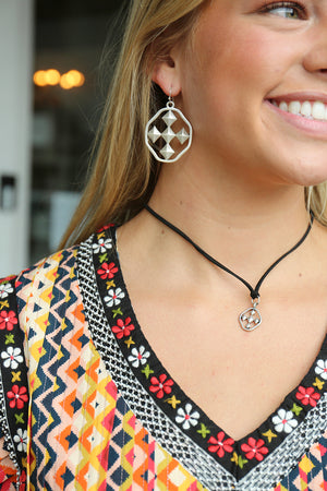 large dangle shield earrings
